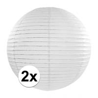 2x Luxe witte bol lampionnen van 35 cm Wit