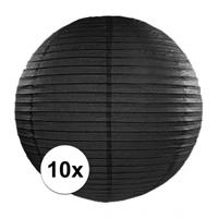 Halloween - 10x zwarte lampionnen 35 cm Zwart