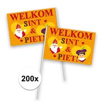 Folat 200x Welkom Sint en Piet zwaaivlaggetje Multi