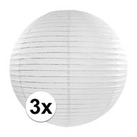 3x Luxe witte bol lampionnen van 35 cm Wit