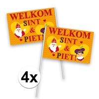 Folat 4x Welkom Sint en Piet zwaaivlaggetje Multi