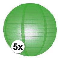 5x Luxe bol lampionnen groen 25 cm Groen
