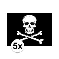 Shoppartners 5x Piraten thema stickers 7.5 x 10 cm Zwart
