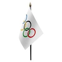 Olympische Spelen mini vlaggetje op stok 10 x 15 cm Multi
