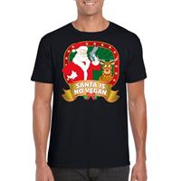 Shoppartners Foute Kerst t-shirt zwart Santa is no vegan heren Zwart