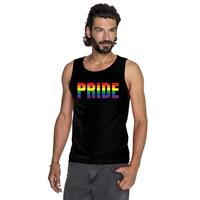 Shoppartners Pride regenboog tekst singlet shirt/ tanktop zwart heren Zwart