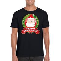 Shoppartners Foute Kerst t-shirt zwart Fuck off I hate x-mas heren Zwart
