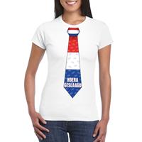 Shoppartners Geslaagd stropdas t-shirt wit dames Wit