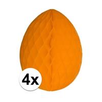 4x Decoratie paasei oranje 10 cm Oranje