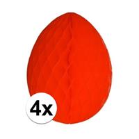 4x Decoratie paasei rood 10 cm Rood