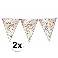 Haza 2 x confetti party thema vlaggenlijn 10 meter Multi