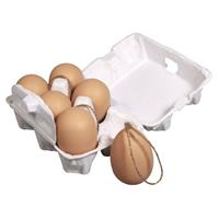 Plastic bruine eieren met hanger 6 stuks Bruin