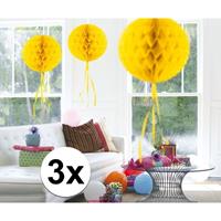 3x feestversiering decoratie bollen geel 30 cm Geel