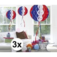 3x feestversiering decoratie bollen in Amerikaanse kleuren 30 cm Multi