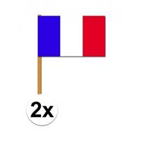 2x Luxe zwaaivlaggetjes Frankrijk Multi