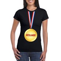 Shoppartners Geslaagd medaille t-shirt zwart dames Zwart