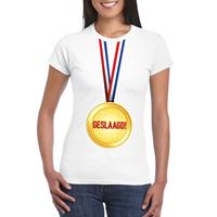 Shoppartners Geslaagd medaille t-shirt wit dames Wit