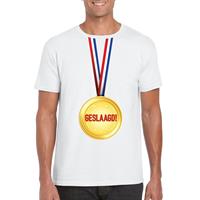 Shoppartners Geslaagd medaille t-shirt wit heren Wit