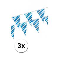 Oktoberfest - 3x Beieren vlaggenlijn blauw/wit 4 m Multi