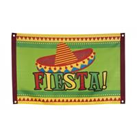 Fiesta vlag met Mexicaanse hoed Multi