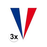 3x Frankrijk vlaggenlijnen 5 meter Multi
