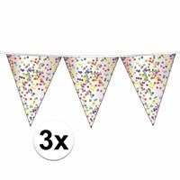 Haza 3 x confetti party thema vlaggenlijn 10 meter Multi