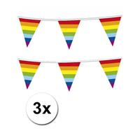 3x Regenboog vlaggenlijn Multi