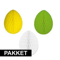 3 decoratie paaseieren pakket paaskleuren 10 cm Multi