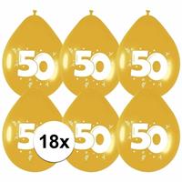 18x Gouden ballonnen 50 jaar Goudkleurig