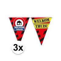 3x Welkom thuis vlaggenlijn waarschuwingsbord 10mtr Multi