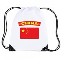 Shoppartners China nylon rugzak wit met Chinese vlag Wit