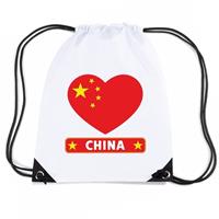 Shoppartners China hart vlag nylon rugzak wit Wit