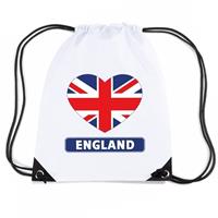 Shoppartners Engeland hart vlag nylon rugzak wit Wit