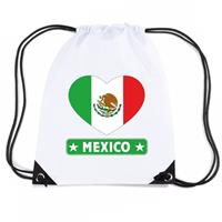 Shoppartners Mexico hart vlag nylon rugzak wit Wit