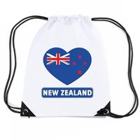 Shoppartners Nieuw Zeeland hart vlag nylon rugzak wit Wit