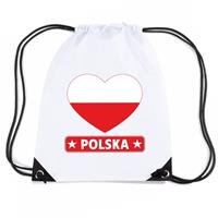 Shoppartners Polen hart vlag nylon rugzak wit Wit