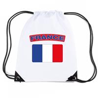 Shoppartners Frankrijk nylon rugzak wit met Franse vlag Wit