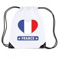 Shoppartners Frankrijk hart vlag nylon rugzak wit Wit