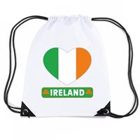 Shoppartners Ierland hart vlag nylon rugzak wit Wit