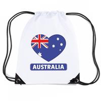 Shoppartners Australie hart vlag nylon rugzak wit Wit
