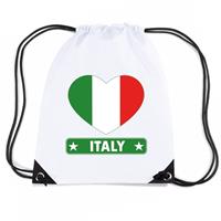 Shoppartners Italie hart vlag nylon rugzak wit Wit