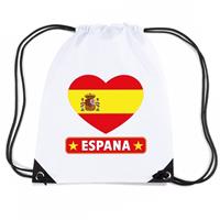 Shoppartners Spanje hart vlag nylon rugzak wit Wit