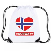 Shoppartners Noorwegen hart vlag nylon rugzak wit Wit