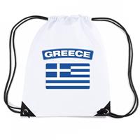 Shoppartners Griekenland nylon rugzak wit met Griekse vlag Wit