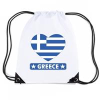Shoppartners Griekenland hart vlag nylon rugzak wit Wit