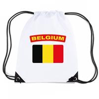 Shoppartners Belgie nylon rugzak wit met Belgische vlag Wit