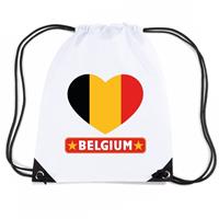 Shoppartners Belgie hart vlag nylon rugzak wit Wit