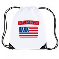 Shoppartners USA nylon rugzak wit met Amerikaanse vlag Wit