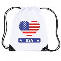 Shoppartners Amerika USA hart vlag nylon rugzak wit Wit