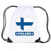 Shoppartners Finland hart vlag nylon rugzak wit Wit